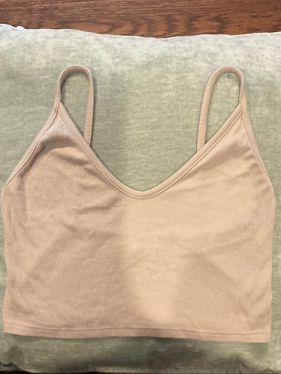 Joah Brown Tops - Joah Brown Ribbed V-Neck Crop Tank - Beige